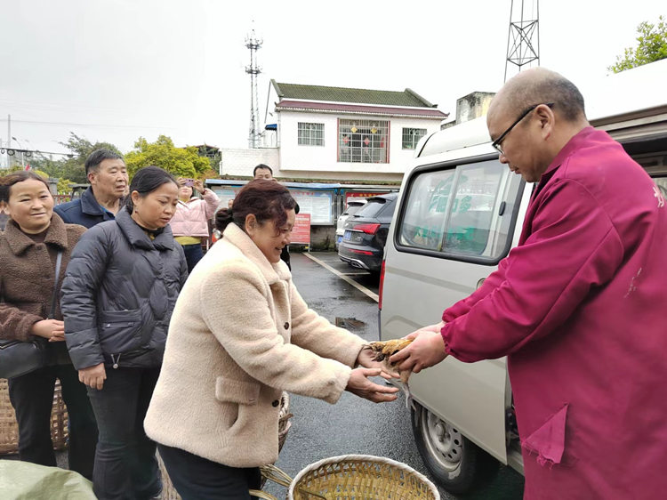 村民排隊領雞苗。什邡市融媒體中心供圖