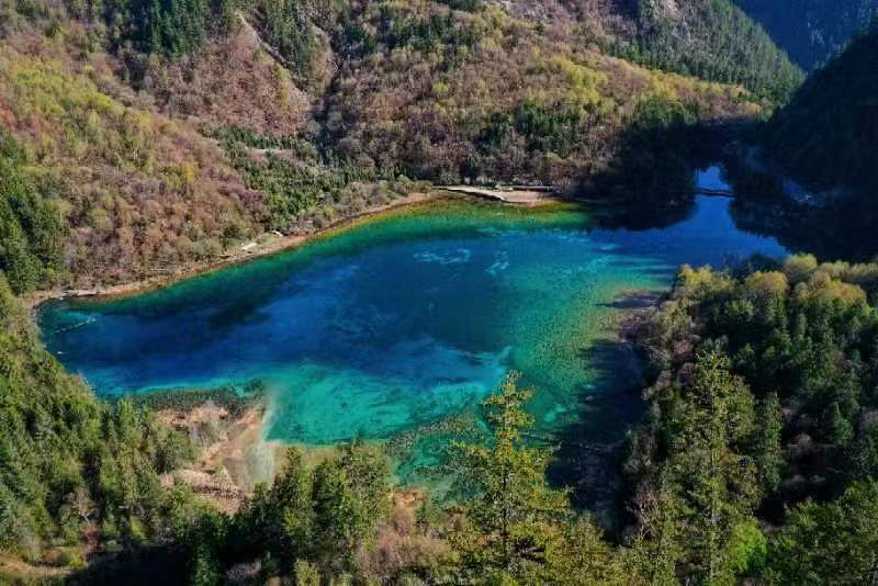 一池碧玉在山間。九寨溝景區供圖