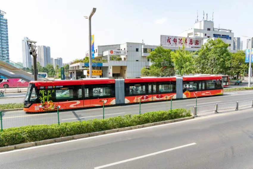 外形靚麗的智軌車輛。蜀道集團(tuán)供圖