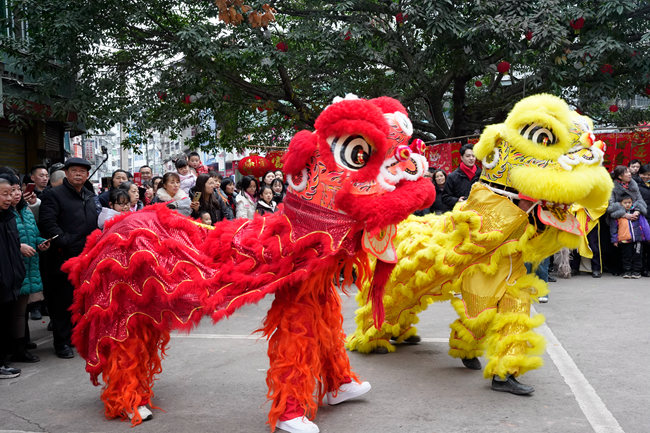 遂寧市蓬溪縣蓬南鎮(zhèn)第二屆新春民俗大巡游活動(dòng)。聶艷萍攝