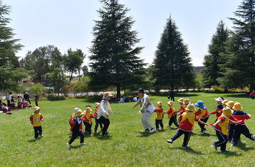 研學活動中師生們走出課堂親近大自然。石林風景名勝區管理局供圖